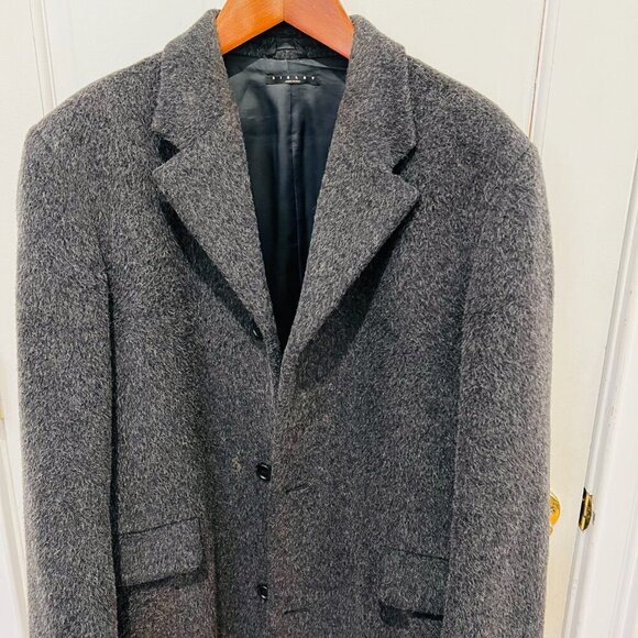 SISLEY Italian Mens MOHAIR Alpaca Wool Overcoat Over Coat Size EU 50 /US 40 - Picture 4 of 16